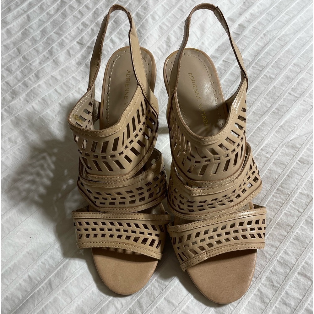 - Adrienne Vittadini nude peak toe sling back heels